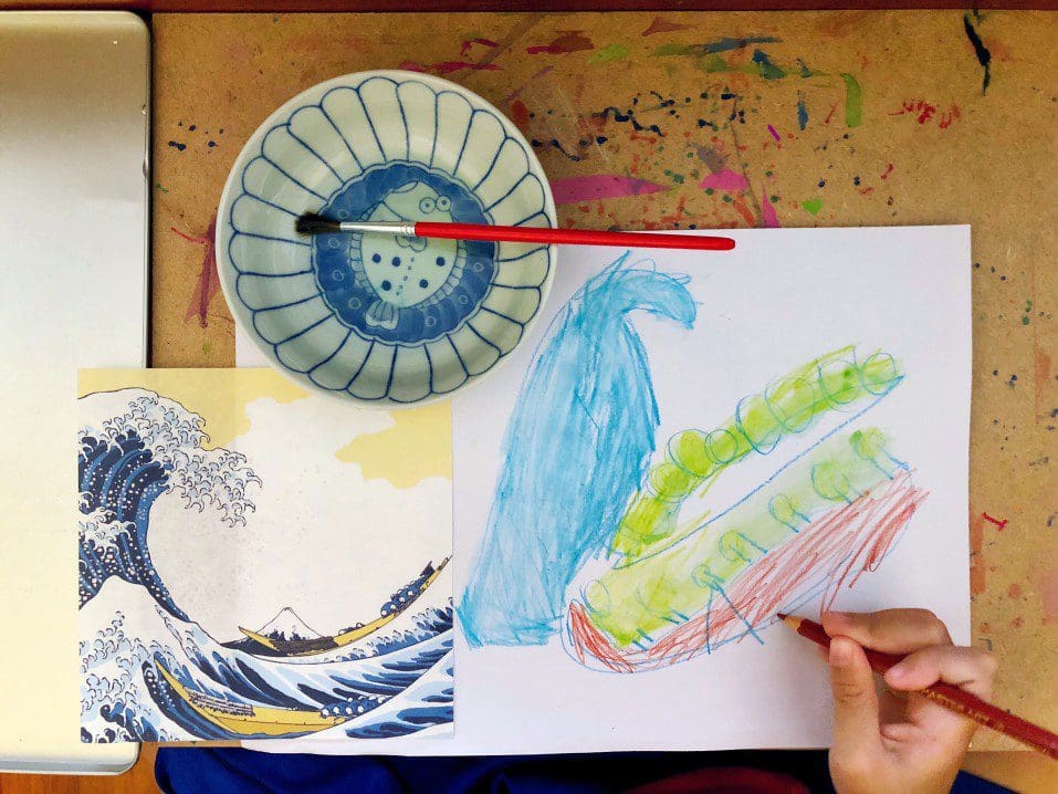 Child recreating a painting