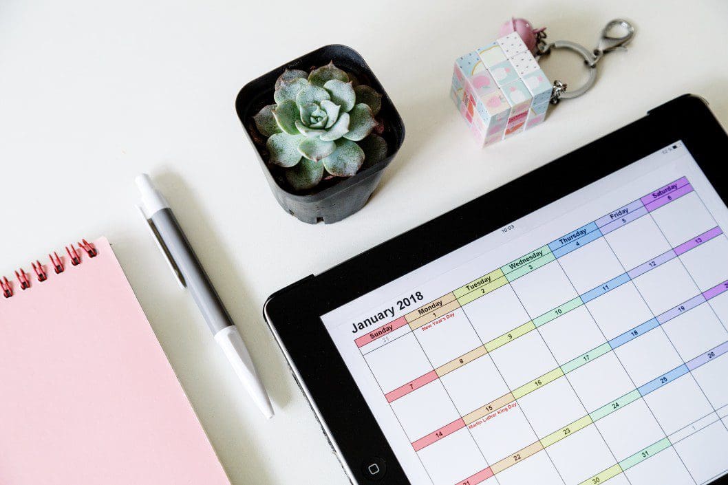 Calendar for daily routines.
