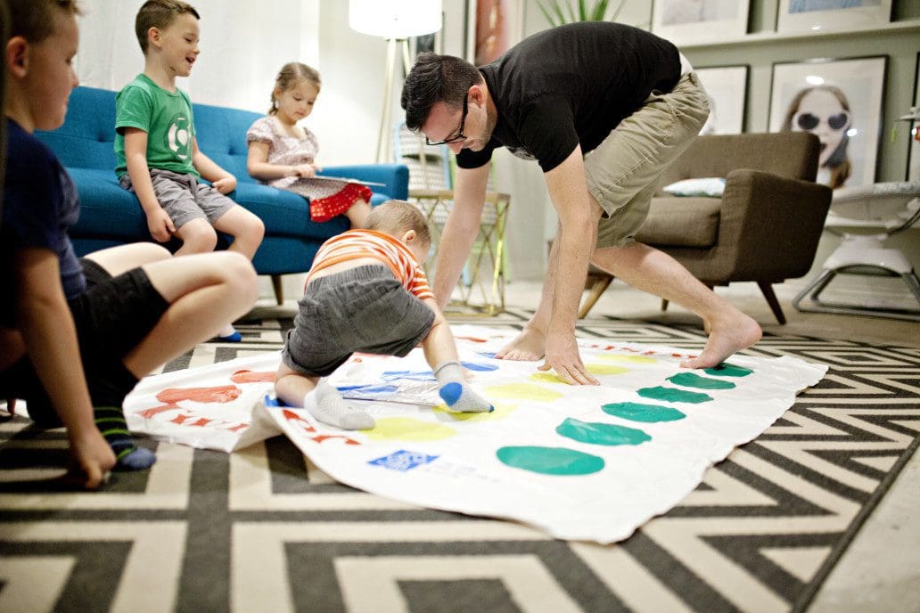 Family playing twister