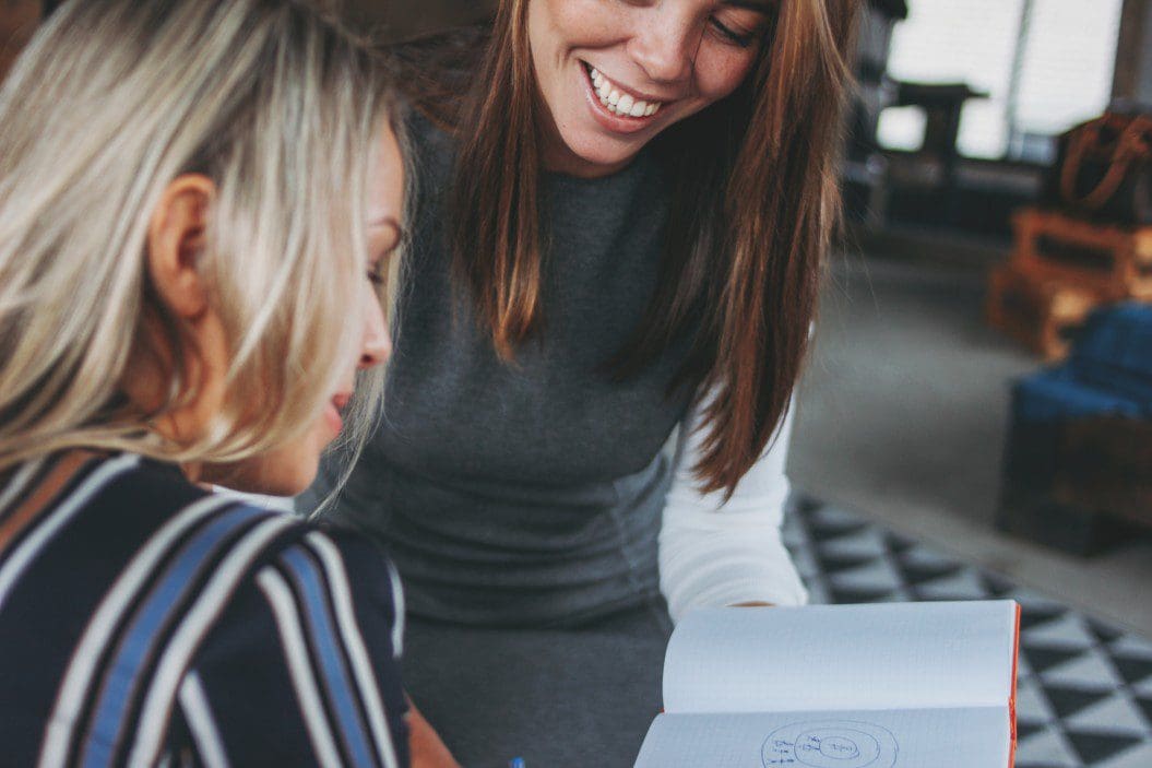 Two women talking