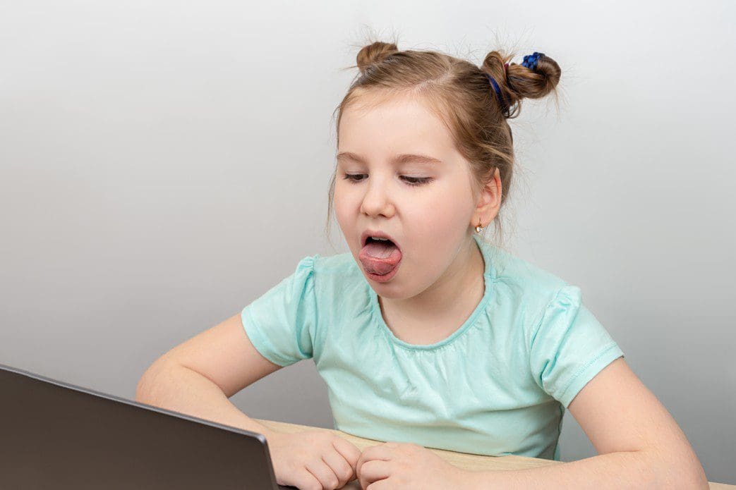 speech-therapy Child in speech therapy virtually.